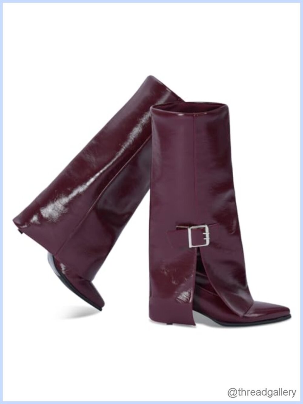 Wide Calf Knee High Boots Faux Leather Pointed Toe Kitten Heel Women's
